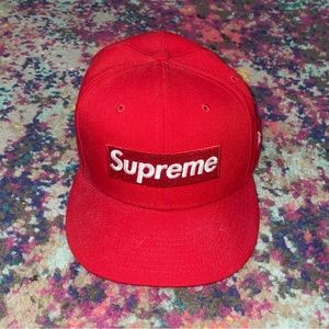 Supreme x New Era Champions Box Logo Hat 'Red' Size 7 3/8
